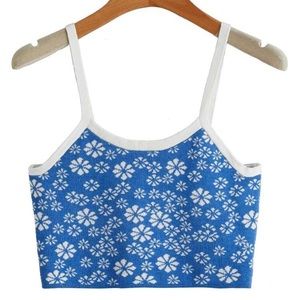 Blue Floral Cropped Cami